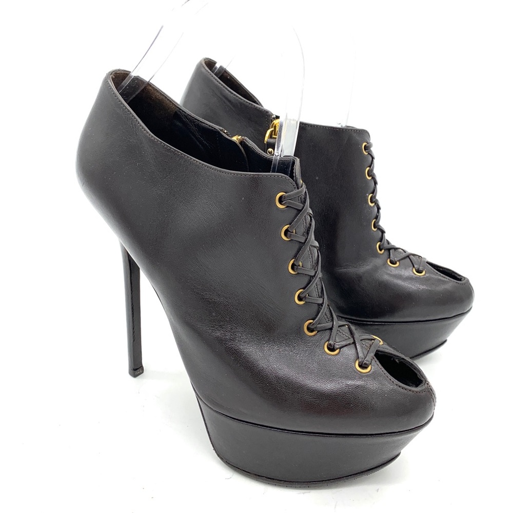Sergio Rossi Brown Leather Platform Ankle Boots